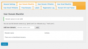 E-Mail Registration Blacklist-User Domain Blacklist