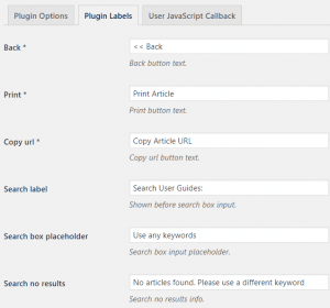 Options-Plugin Labels