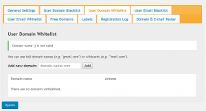 E-Mail Registration Blacklist-User Domain Whitelist