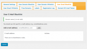 E-Mail Registration Blacklist-User Email Blacklist