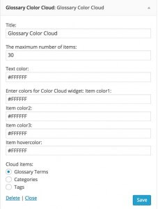 Glossary Dynamic Tag CLoud Widget Controls