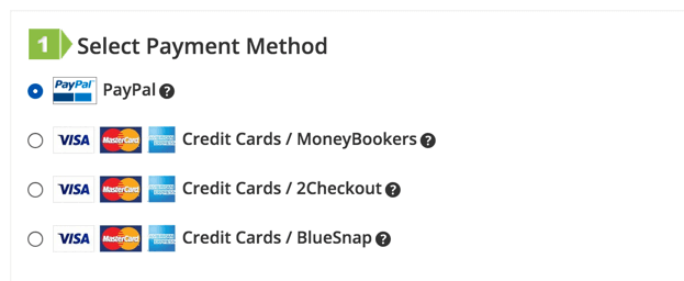 Showing cart payment options with icon, edited label and balloon help