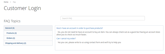 Magento product FAQ autocomplete function. Start typing the initial sentence and the autocomplete will show all relevant questions already in the FAQ database. 