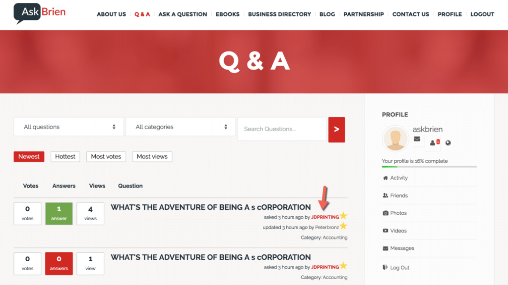 Answers forum with link to Peepso profile - PeepSo: Make Your WordPress Website Social With These Top Add-ons