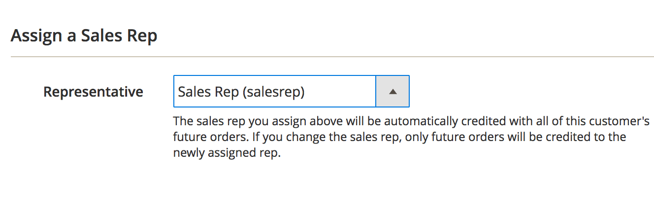Checkout screen showing ability to select a sales representative.