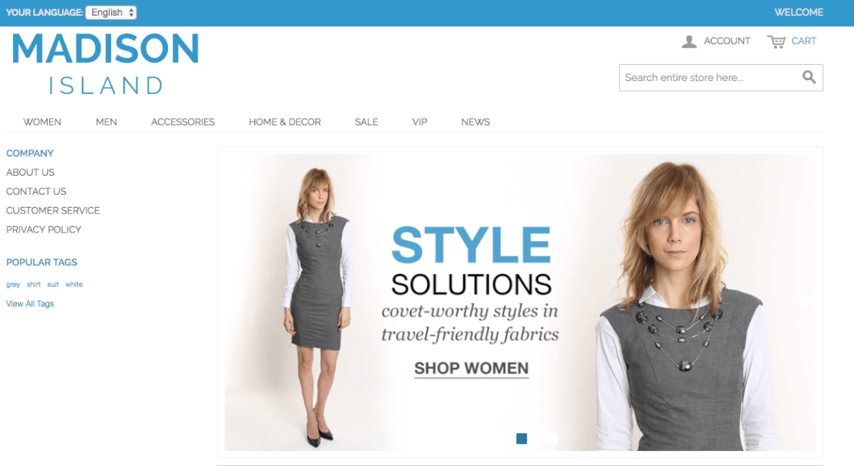Sample Online Store Created With the Magento Marketplace Extension