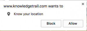 Browser message asking the user to share location