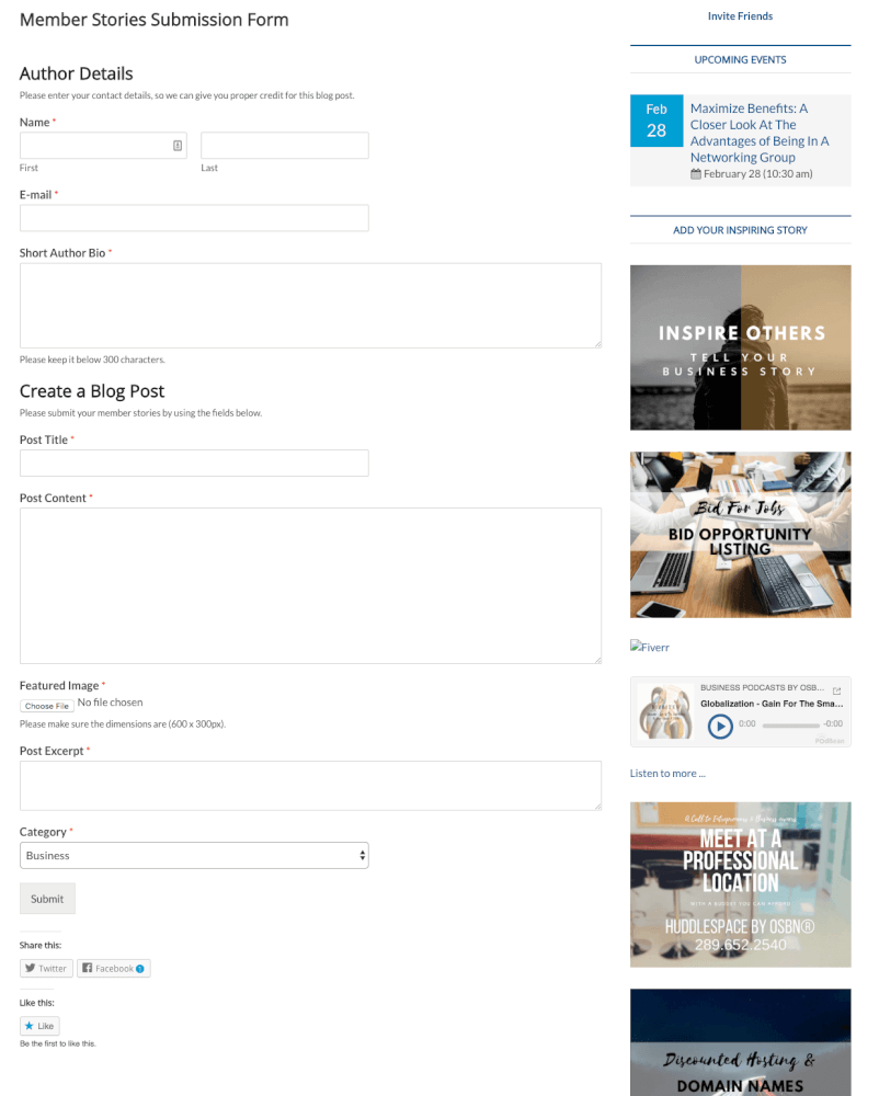 OSBN Blog User Submitted Posts - Form plugin to collect success stories