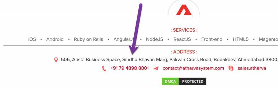 Atharva System website showing the same phone number as in Escorpien