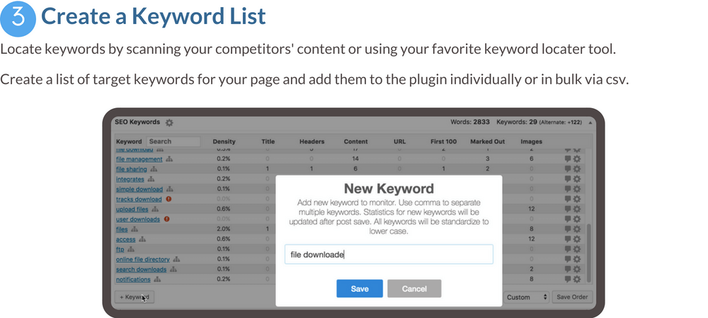 Create a keyword list feature banner - scan your competitors site