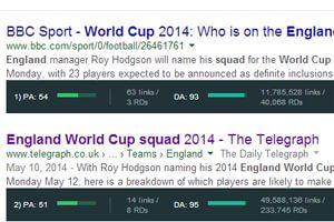 Moz Toolbar showing DA and PA in action