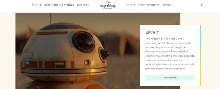 The Walt Disney Company - Top 10 Types of Website You Can Create With WordPress in 2020