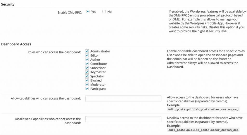 Admin Tools Access and Security Settings