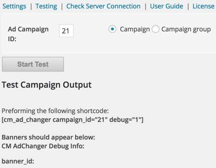Tela mostrando o teste de uma campanha de servidor no lado do cliente