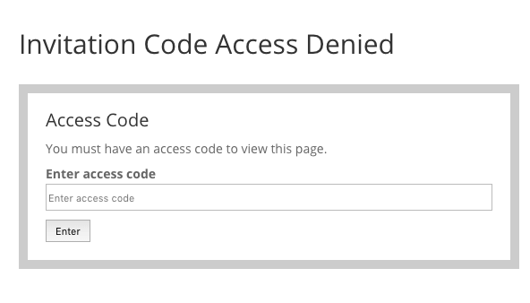 Invitation Code Content Access - Code Prompt
