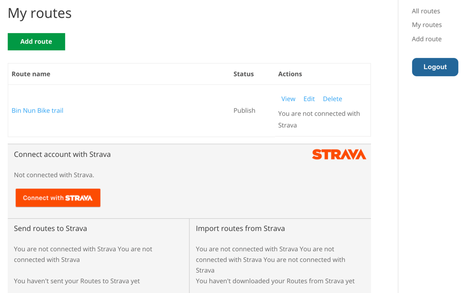 Dashboard before connecting to Strava