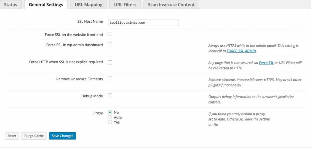Plugin General Settings - mixed content
