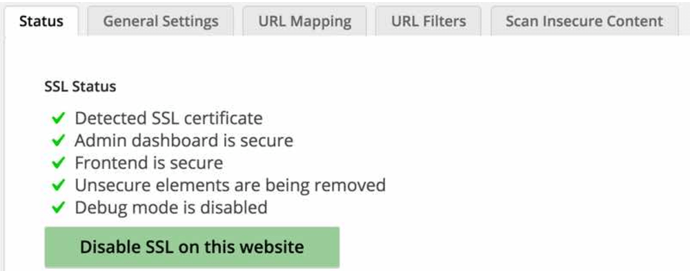 Status page of the CreativeMinds WordPress Security HTTPS SSL Plugin - 6 Crucial WordPress Security Tips to Protect your Website