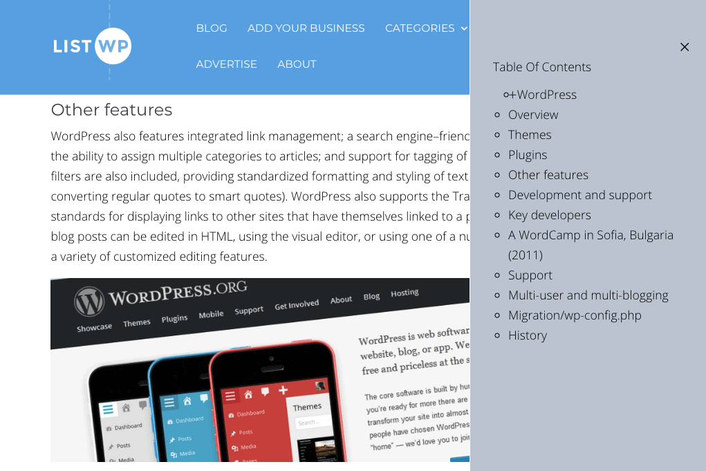 Table of Contents Plugin for WordPress Floating Widget