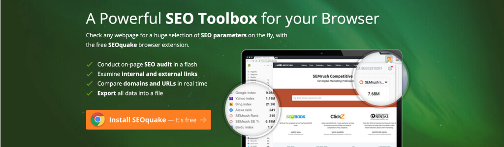 SEOquake - Top 10 Chrome Extensions for Magento - 10 Best Browser, Chrome Extensions for Magento eCommerce Users
