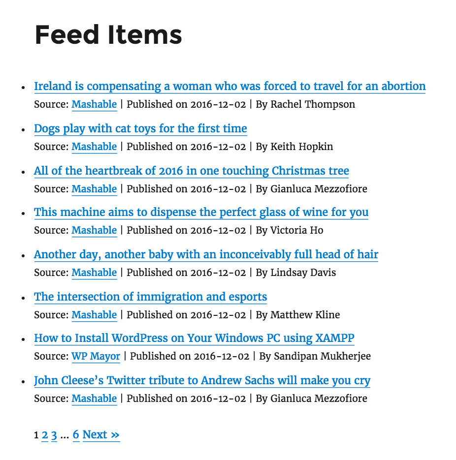 Feed Items Screenshot - 5 Best RSS Post Importer Plugins for WordPress