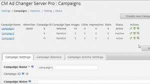 Ad Changer Server campaigns table