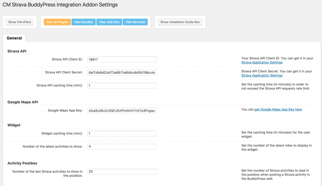 Strava API Settings