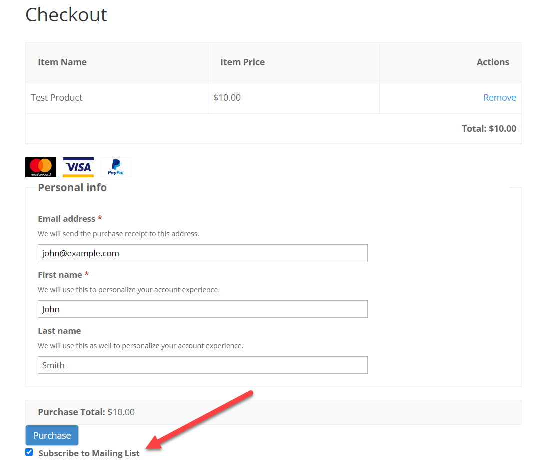 Signup Checkbox On the Checkout Page