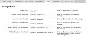 Email Registration Blacklist Plugin Labels