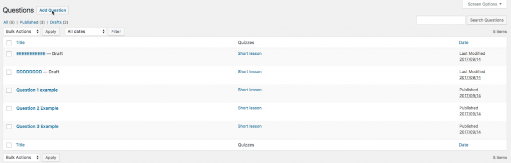 Quiz Labels in Plugin Settings