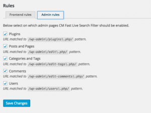 CM Fast Live Search Filter – Plugin Settings Predefined Admin Filters