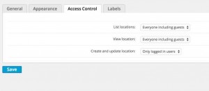 Locations Access Control Settings - WordPress Google Map Locations Plugin Screenshot