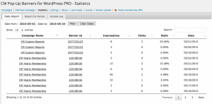 CM Pop-Up Banners Plugin Campaign Activity Report
