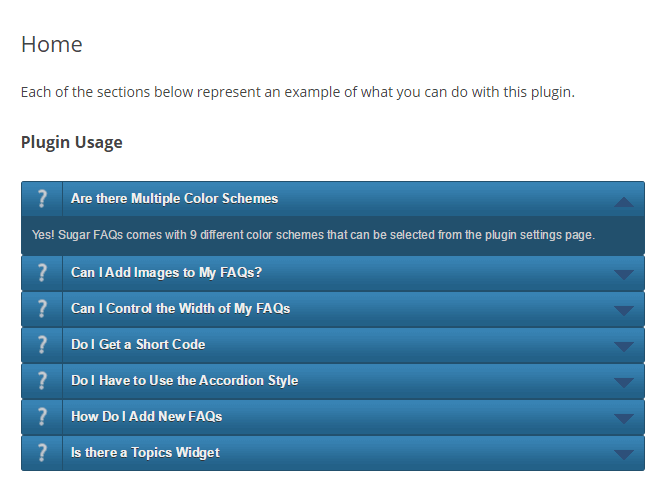 FAQ page with Sugar FAQ