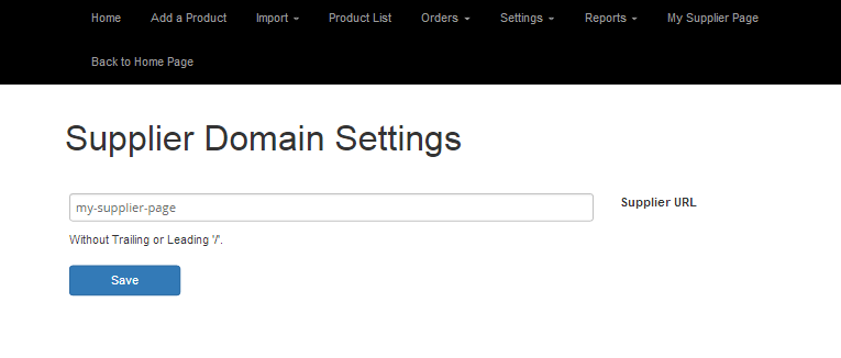 Supplier Domain Settings via Frontend