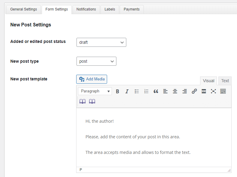 Template for a Submission Form